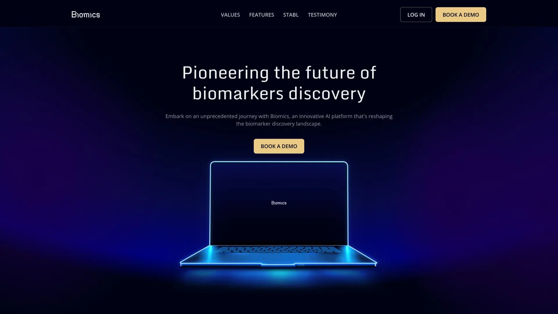 Biomics landing page